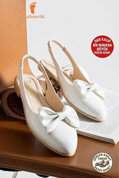 AlbiShoes Women's Open Heel Elastic Ribbon Daily Ballet Flats Soft Comfortable Sole Bowknot Ballet Flats