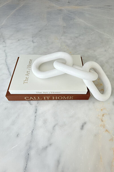 Saatistan Şık Ahşap Dekoratif Zincir, Beyaz Renk, Ev ve Hobi Dekoru için