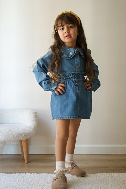 Bloom BBK422 Mavi Denim 5-6 Yaş Kız Çocuk Şortlu Takım