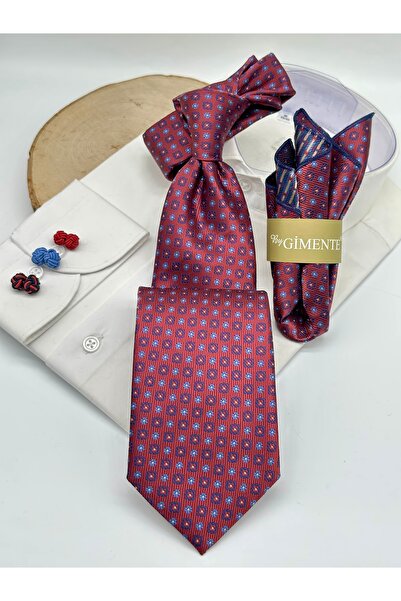 Gutiero ربطة عنق كلاسيكية منقوشة باللون العنابي