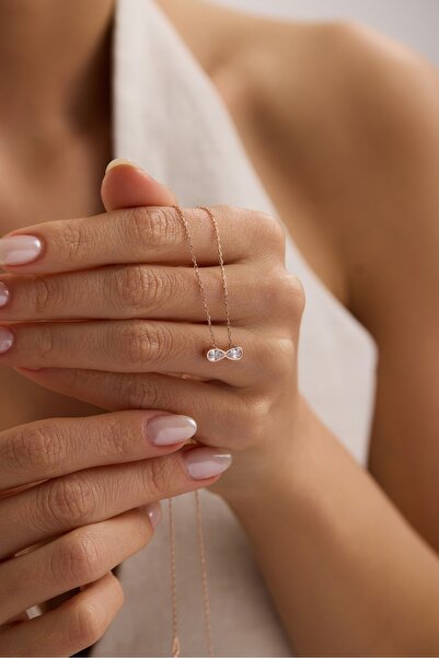 Nereze 925 Ayar Gümüş Rose Kaplama Minimal Tasarım Sonsuzluk Kolye