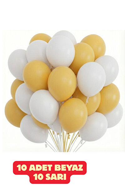 Baloncu Nene 10 Adet Beyaz 10 Adet Sarı Reng Pastel Balon Doğum Günü Kutlama ...