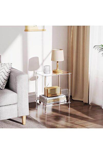 Pleksiarts Dikdörtgen 2 Katlı Pleksi Sehpa