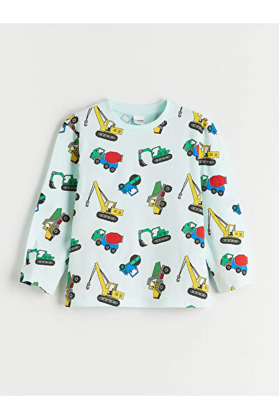 LC Waikiki LCW Kids Tirkizna Štampano Muška Dječja Pamučni džersej Pidžama Set