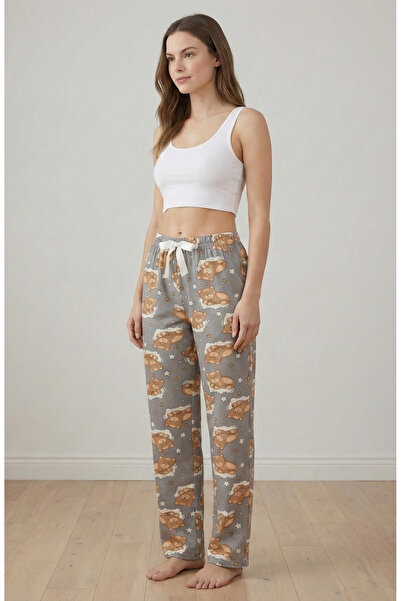 Pijahane بنطلون بيجامة منقوش عليه دمية دب باللون الرمادي