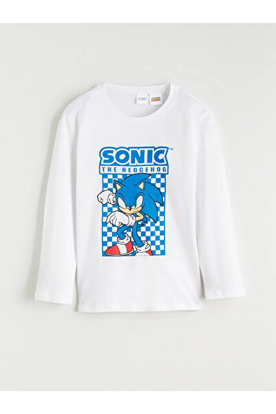 LC Waikiki طقم بيجامة للأولاد من LCW Kids باللون الأبيض سونيك مطبوع