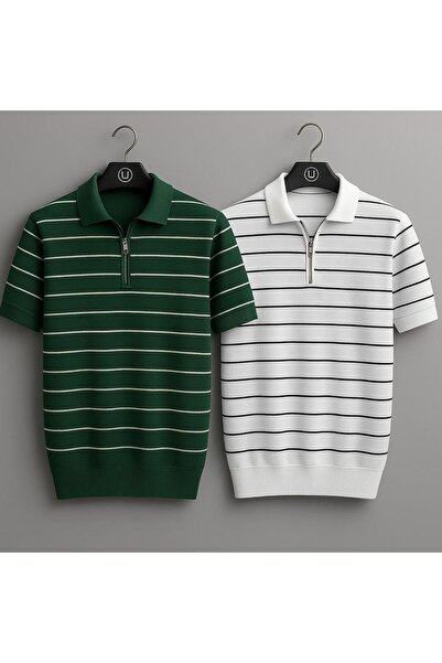 LC Waikiki 2 li kampanyalı yazlık kısa kol fermuar detaylı triko tişört / t-shirt