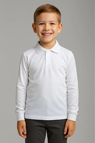 Bumbăcel Tricou polo din bumbac pentru copii, cu mânecă lungă