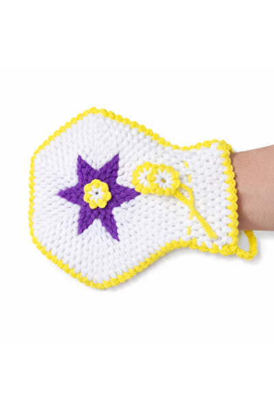 Bittox منشفة حمام مصنوعة يدويًا بنمط ملون بإطار أصفر - منشفة حمام مصنوعة يدويًا