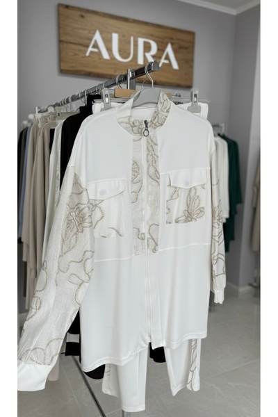 AURA Altın Varak Desenli İkili Takım