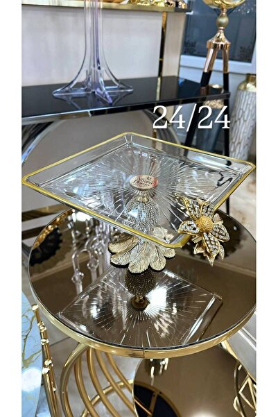 Niyara home Kare Sunum Metal Footed Plate