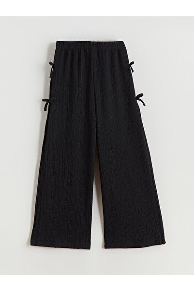 LC Waikiki LCW Kids Pantaloni negri pentru fete cu talie elastică și detaliu ...