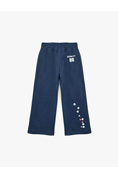 Koton Çiçek Printed Cotton Wide Leg Navy Blue Baby Boy Sweatpants 6Wmg40071Ak