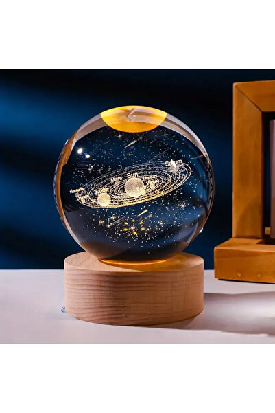 FNY Crystal Glass Ball with LED Base 3D Transparent Night Light