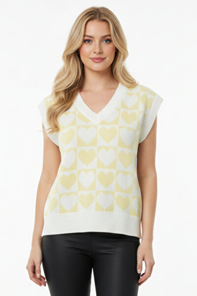 KOZİA OUTDOORS Kadın Kalp Ve Dama Desenli Triko Süveter