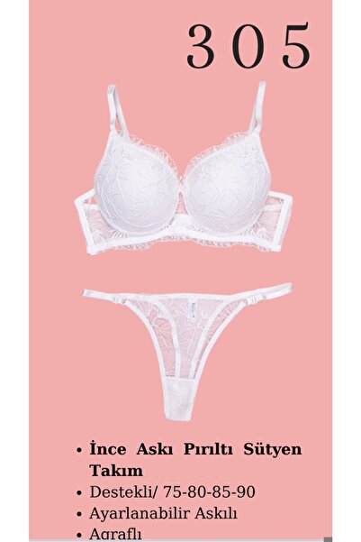 CHARM Tılsım lingerie women's thin strap sparkling bra set