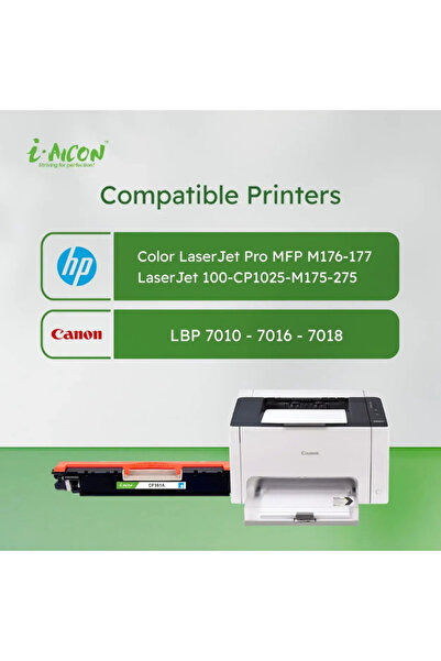 I-AICON خرطوشة حبر ليزر سماوي متوافقة CF351A 130A CE311A 126A CRG-129-329-729 عالية الإنتاجية (1000 صفحة)