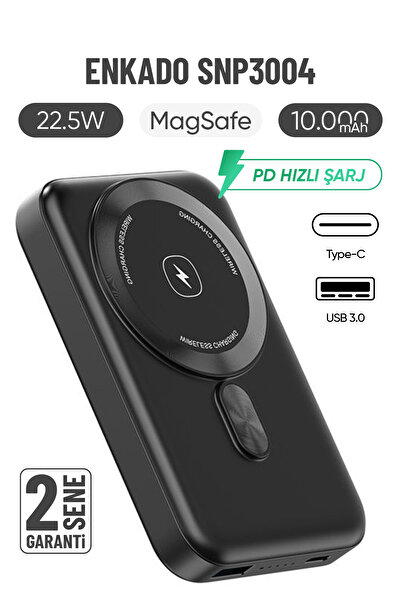 Enkado 3004 10.000 Mah Kablosuz Hızlı Şarj MagSafe Powerbank İnce Magsafe Pow...
