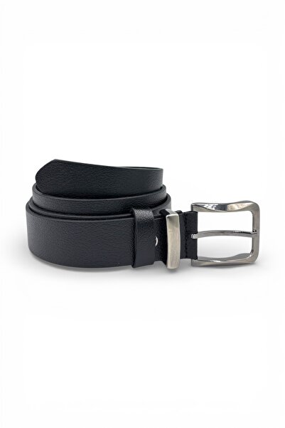 ÖZTÜRK DERİ Genuine Buffalo Leather Black Men's Belt – Classic Men's Belt wit...