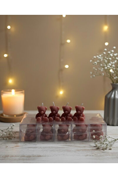 MUM Mika Kutulu Kahverengi Ayıcık Organizasyon Mumu 20 Adet Doğum Günü,Baby S...