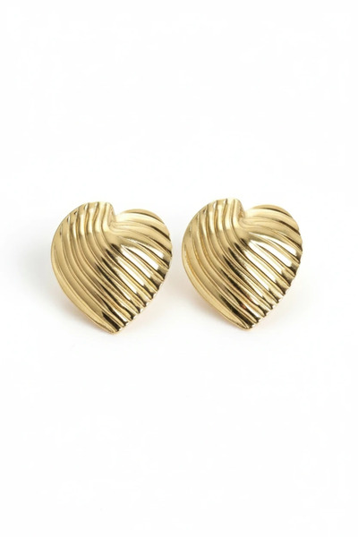 Dorvina 316L Steel Gold Color Heart Model Women's Earrings Non-Tarnish |   Stylish and Durable Jewelry