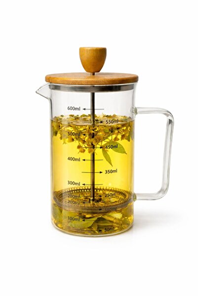 ENYAZA(2024) 600 ml Isıya Dayanıklı Cam Filtre Kahve Bitki Çayı Demliği Frenc...