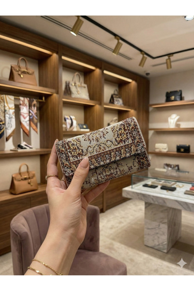 Gamy Bags Ethnic Patterned Bohemian Women's Wallet-Turkish Motif Woven Wallet-Autentic Woven Kilim Motif Wallet