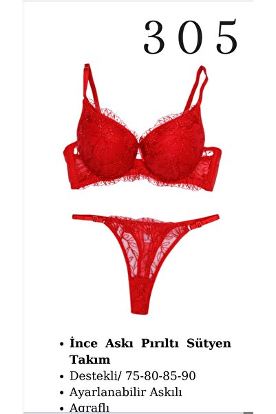 CHARM Tılsım Lingerie Kadın İnce askılı pırıltılı sütyen takım