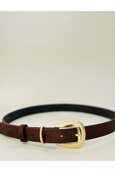 ERDESIGNN Γυναικεία ζώνη σε ανοιχτό καφέ χρώμα με χρυσές λεπτομέρειες, γυναικ...