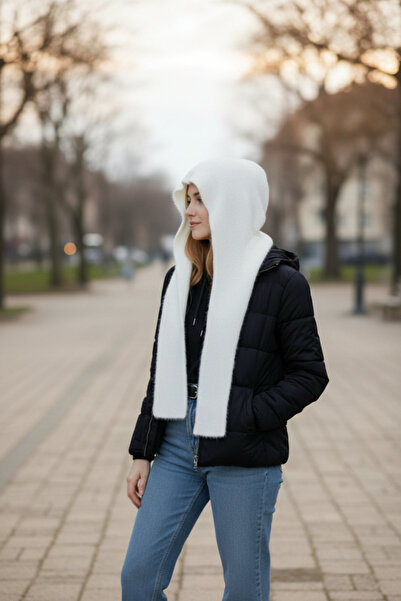 VARM Kapşonlu Pelüş Dokulu Atkı