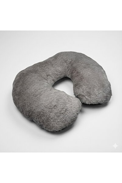 Oto Aksesuarcım Mekani krzneni Pliš krzneni putni jastuk za vrat, sivi