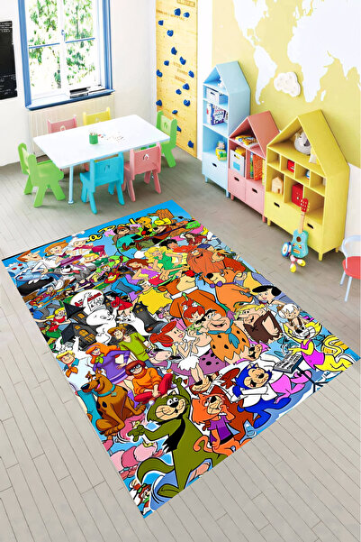 Reyhani Nostalji 4 Kaymaz Taban Makinede Yıkanabilir Çocuk Gamıng Halısı Yata...