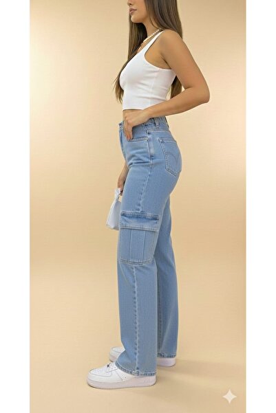 Trn JNS Pantaloni din denim Lovrens 90`s Lycra, casual, pentru femei, albastr...