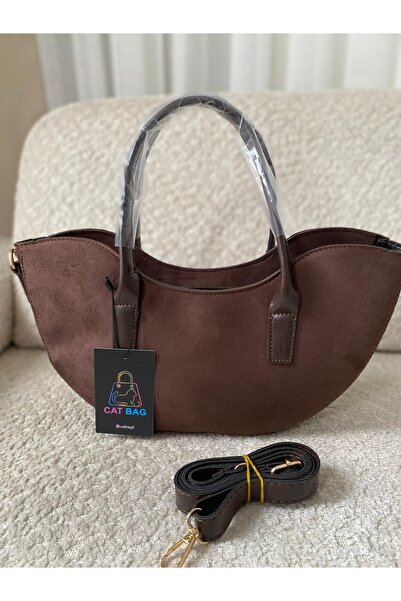 ÇANTA Cat Bag Brown Suede Boat Bag