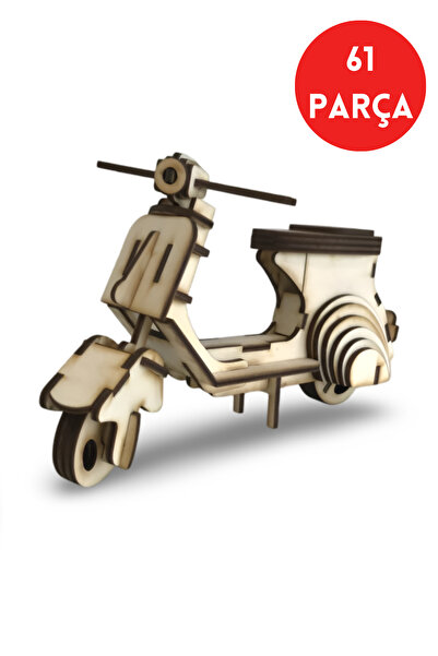 ALGWOOD Vespa Scooter Ahşap Maket - 61 Parça Lazer Kesim Dekoratif Model