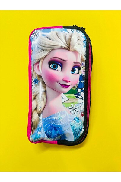 Deniz Oyuncak Elsa desenli Çift Fermuarlı Kalem Kutusu|Geniş Hacimli |Sert Yüzey |Okul Çantası Kalemlik