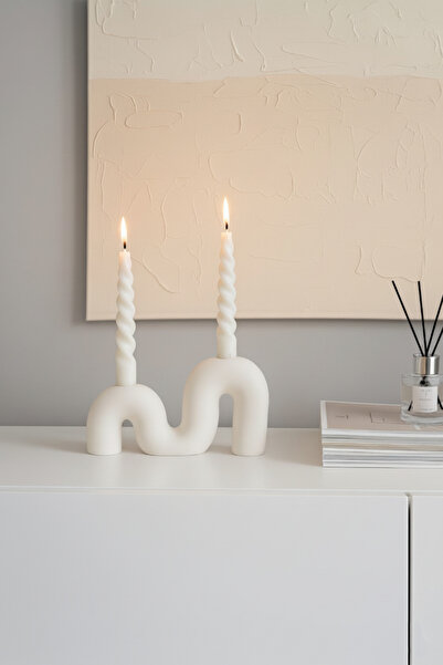 Lumi Home M Form Modern Dalgalı İskandinav Tasarım Şamdan I Mumluk