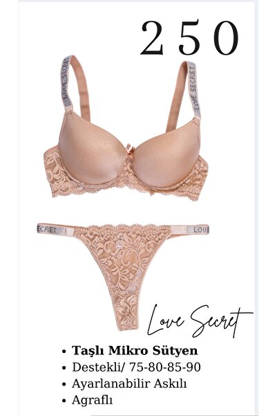 CHARM طقم حمالة صدر نسائية من تيلسم لينجري مرصعة بالأحجار