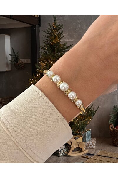 xUPING 14K Renginde İnci Detaylı Modern Kelepçe