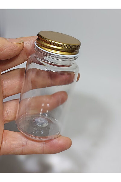 wellLine 100ml Clear Pet Plastic Bottle Set Empty Bottle with Gold Cap |   100 Pieces of Food with Cosmetic, Food, and Gift Purposes