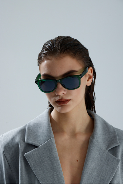 miii Transparent Khaki Framed Smoked Glass Uv Protection Sunglasses