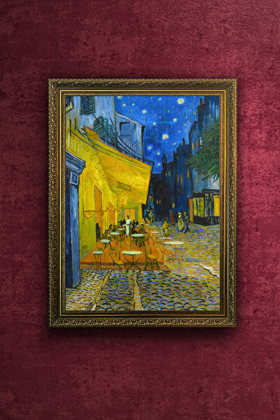 FurelArt Cafe Terrace at Night Tablosu - Vincent Van Gogh - Vintage Desenli Ç...