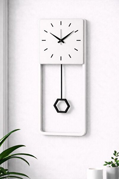 mee wall art Metal Gövde İskandinav Stil Beyaz Sarkaçlı Duvar Saati – Sessiz ...