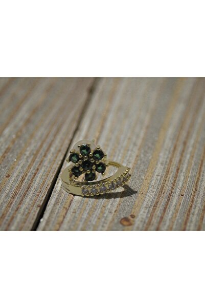 stainless steell Yeşil Zikron Taşlı Zarif Çelik Küpe
