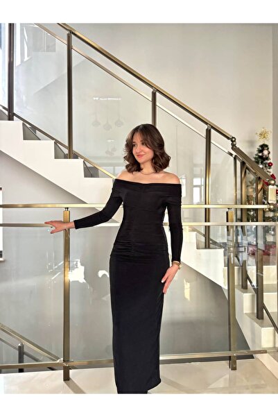 Sude Kızanlıklı فستان ذاتي الملمس برباط مع تفاصيل طية صدر السترة