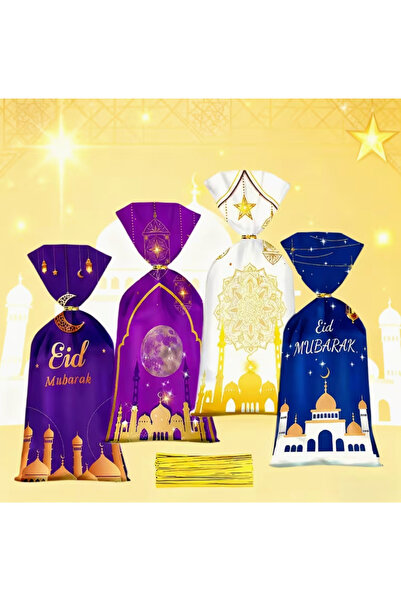 ÇET PACK 10 ADET KARIŞIK EİD MUBAREK RAMAZAN BAYRAMI KONSEPTLİ ŞEKER POŞET AM...