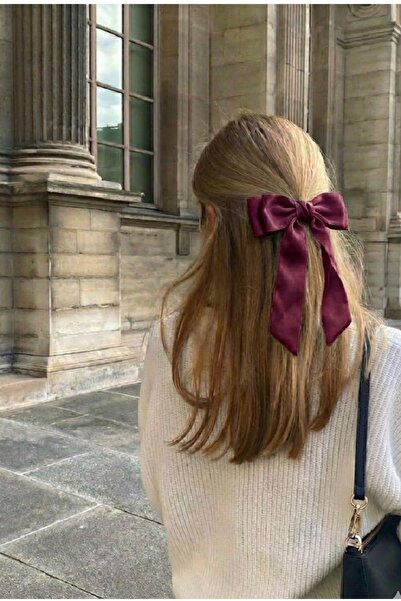 Massaltay مشبك شعر نسائي من الساتان على شكل فيونكة من جلد التمساح - إكسسوار ش...