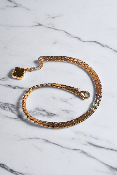 Silver Plated Stainless Steel Crushed Gourmet Frequently Knitted Italian Model Chain Bracelet 5mm Gold