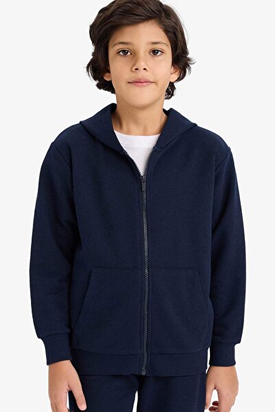 DeFacto Boy's Hooded Pique Zippered Sweatshirt B6503A826Sp