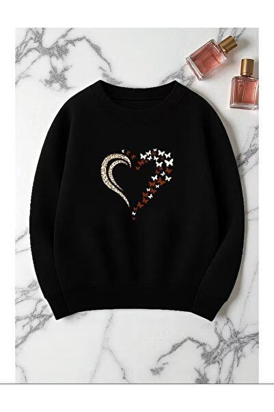 LELVANİ سويت شيرت بطباعة قلب الفهد